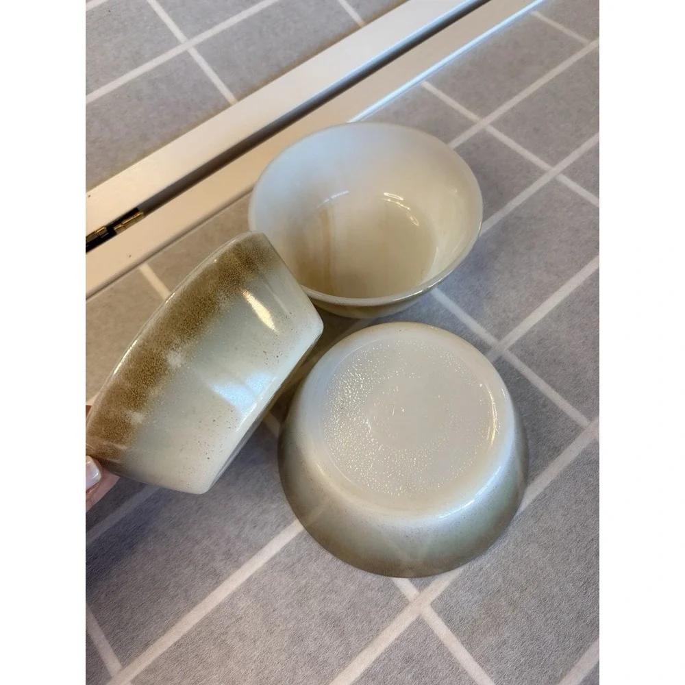 Set Of 3 Vintage Federal Glass Mesa Bowls - Brown Ombre‎ Milk Glass - 1950s MCM